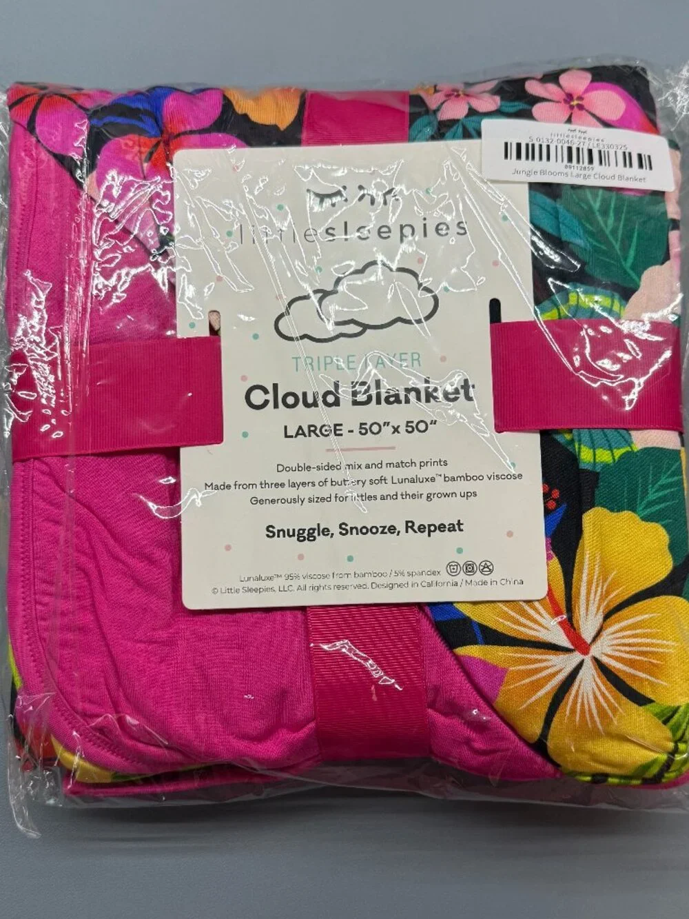 Little Sleepies Jungle Blooms Large Cloud Blanket - NWT